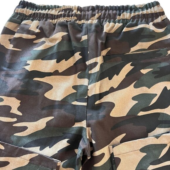 Boohoo Mens Pants Mens S Khaki Camo Cargo Twill‎ Popper Hem Casual Pants - Picture 8 of 12